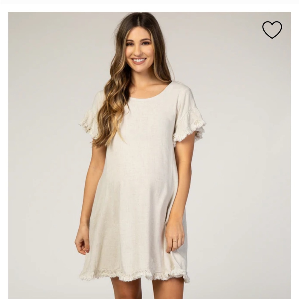 Pinkblush beige fringe linen & cotton dress *CLEARANCE*